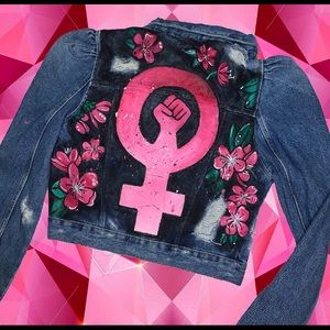 Zara hand painted jean jacket